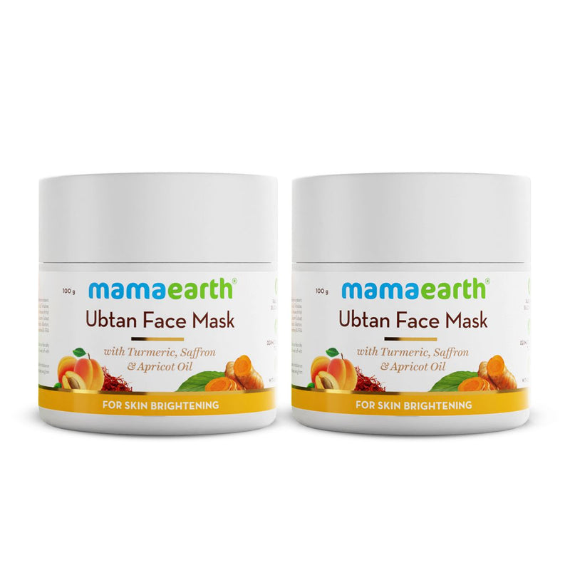 Mamaearth Ubtan Face Mask with Saffron and Turmeric for Skin Brightening and Tan Removal, Pack of 2 X 100g - Buy from Indicrest