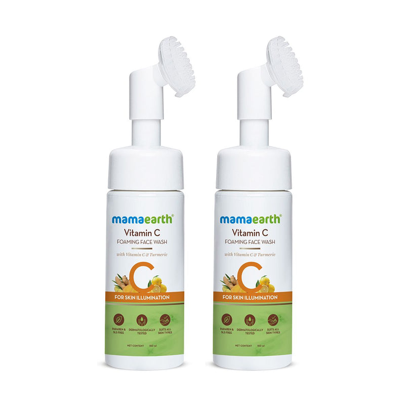 Mamaearth Vitamin C Foaming Face Wash with Vitamin C and Turmeric for Skin Illumination, Pack of 2 X 150ml - Buy from Indicrest