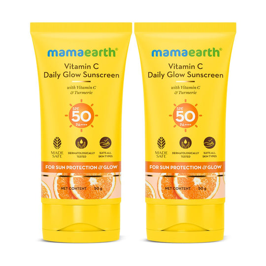 Mamaearth Vitamin C Daily Glow Sunscreen SPF 50 PA++++, 50g, Pack of 2 - Buy from Indicrest