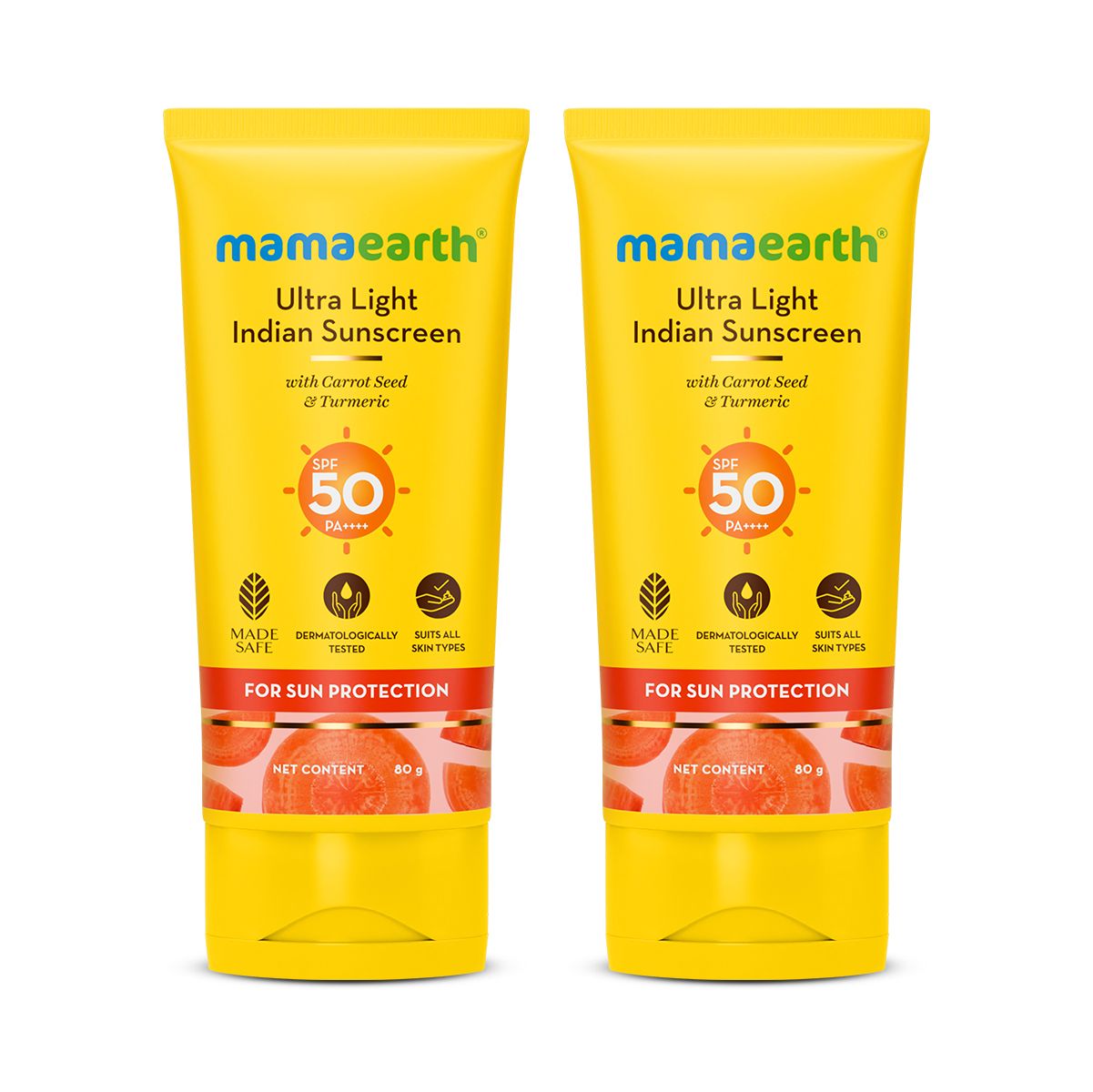 Mamaearth Ultra-Light Indian Sunscreen SPF 50 PA++++ 80g, Pack of 2 - Buy from Indicrest