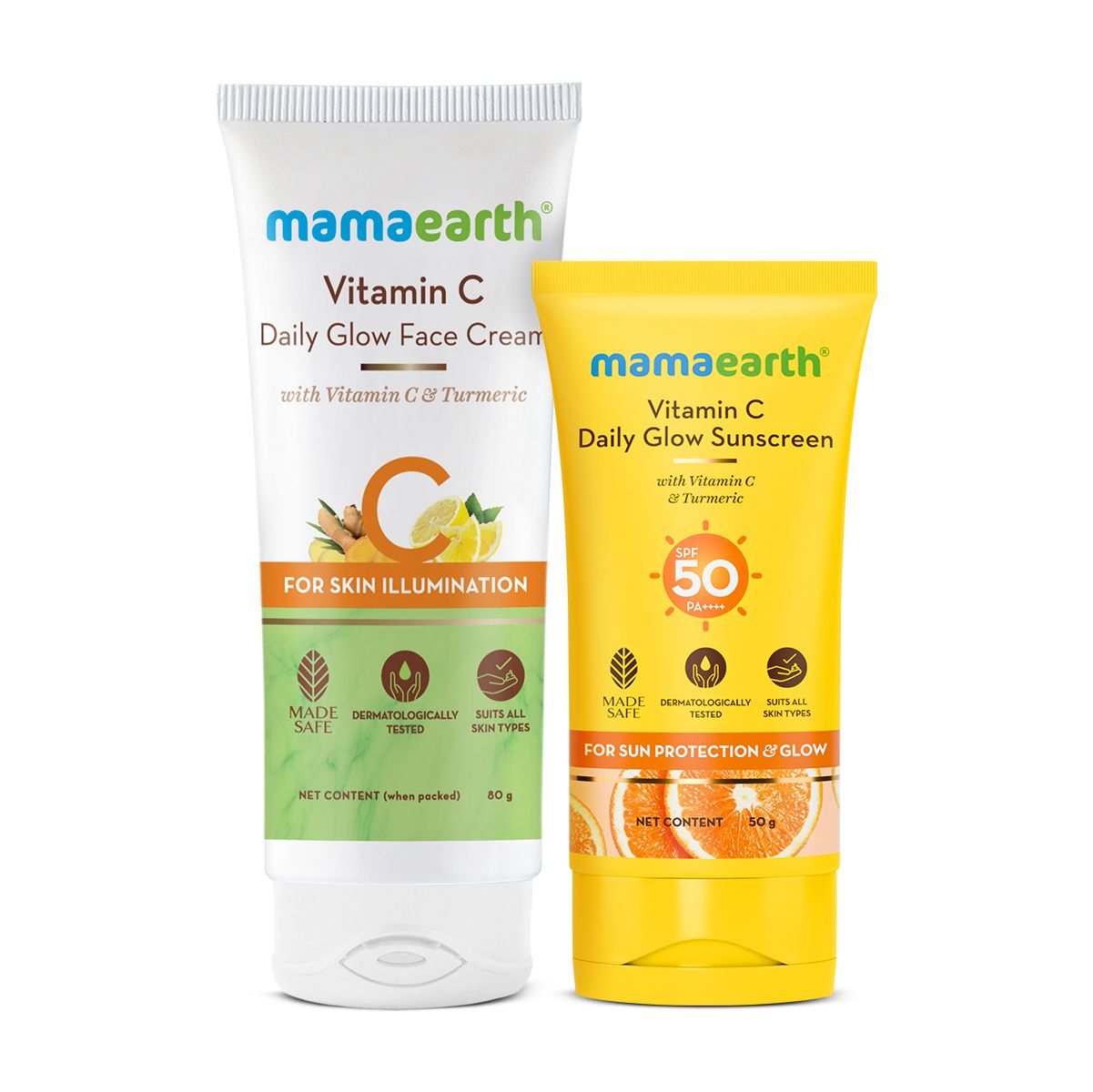 Mamaearth Vitamin C Daily Glow Duo, Face Cream 80g + Sunscreen 50g - Buy from Indicrest