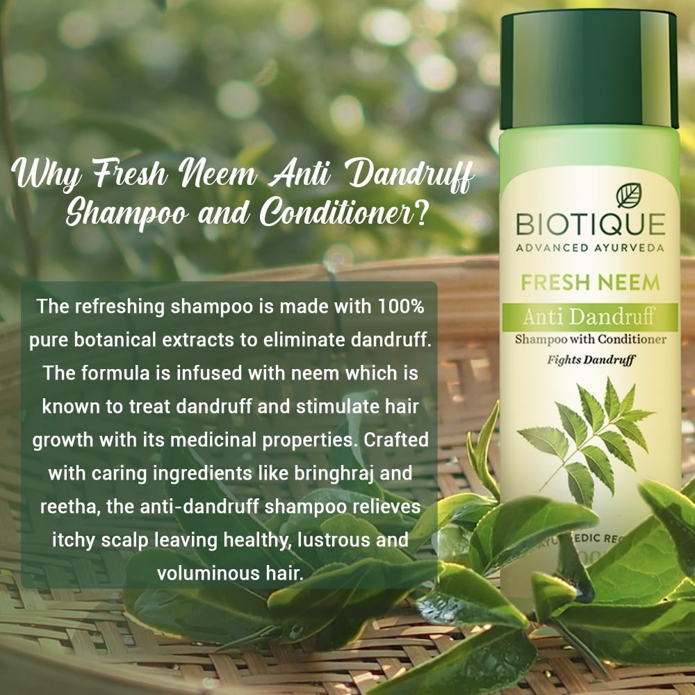 Biotique Fresh Neem Anti Dandruff Shampoo & Conditioner, 120ml - Image 4 - Buy from Indicrest