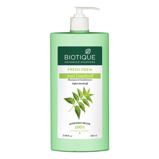 Biotique Fresh Neem Anti Dandruff Shampoo & Conditioner, 650ml - Buy from Indicrest