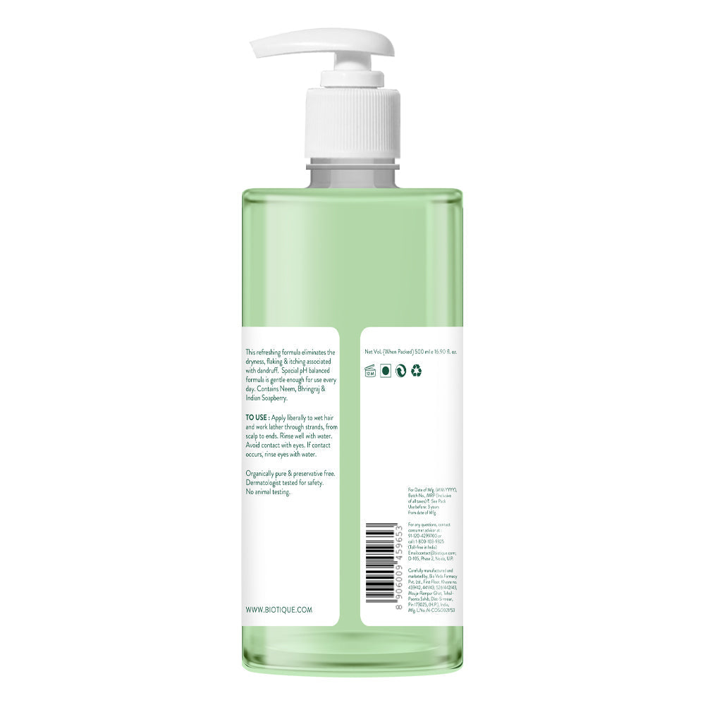 Biotique Fresh Neem Anti Dandruff Shampoo & Conditioner, 500ml - Image 2 - Buy from Indicrest