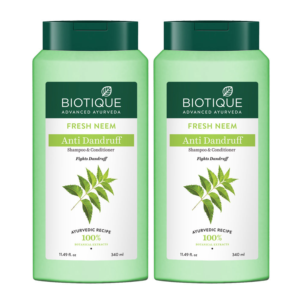 Biotique Fresh Neem Anti Dandruff Shampoo & Conditioner pack of 2, 340ml - Buy from Indicrest