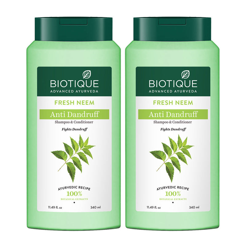 Biotique Fresh Neem Anti Dandruff Shampoo & Conditioner pack of 2, 340ml - Buy from Indicrest