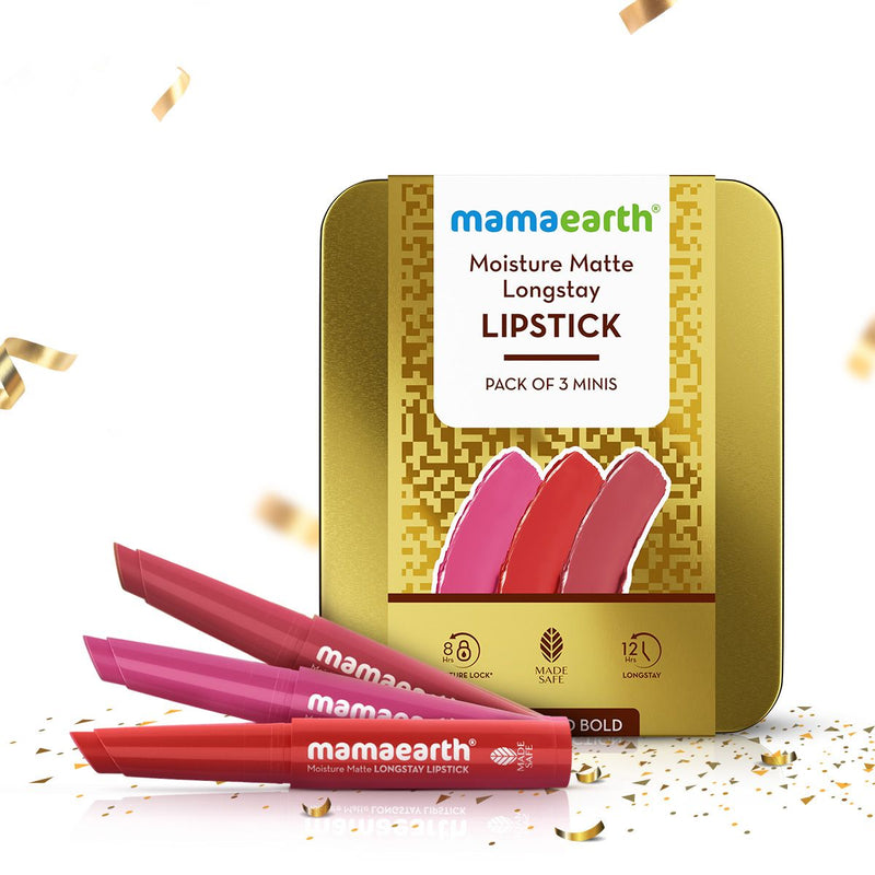 Mamaearth Moisture Matte Long Stay Lipstick Gift Set, Bright and Bold - Buy from Indicrest