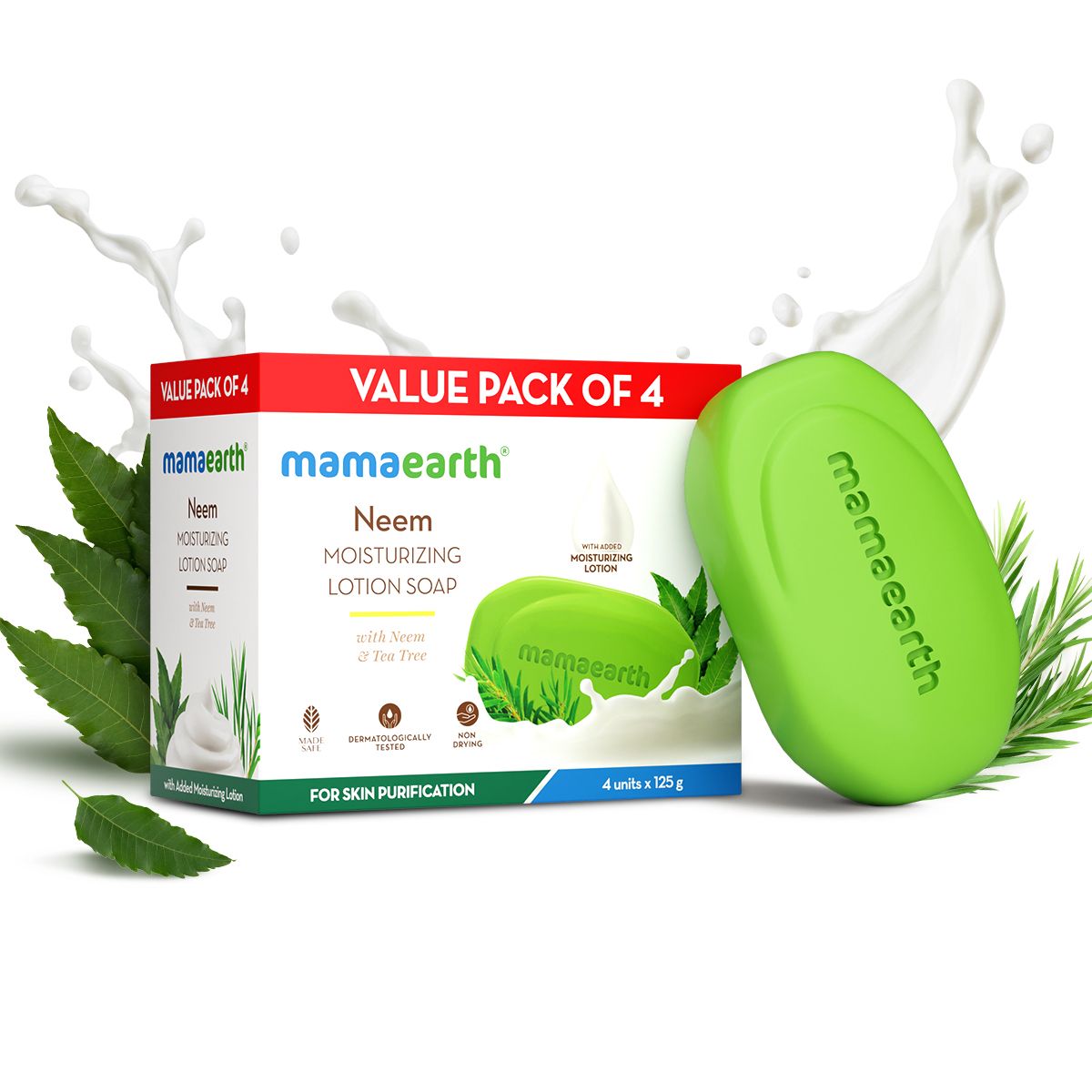 Mamaearth Neem Moisturizing Lotion Soap (3 + 1 Free) (125 g x 4) - Buy from Indicrest