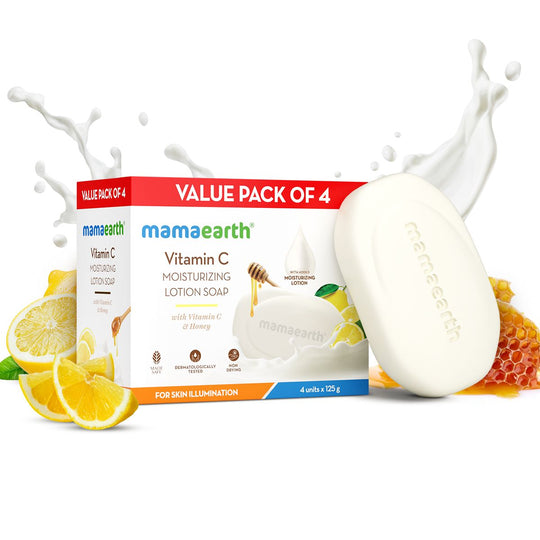 Mamaearth Vitamin C Moisturizing Lotion Soap with Vitamin C & Honey for Skin Illumination (Pack Of 4), 125 g X 4 - Buy from Indicrest