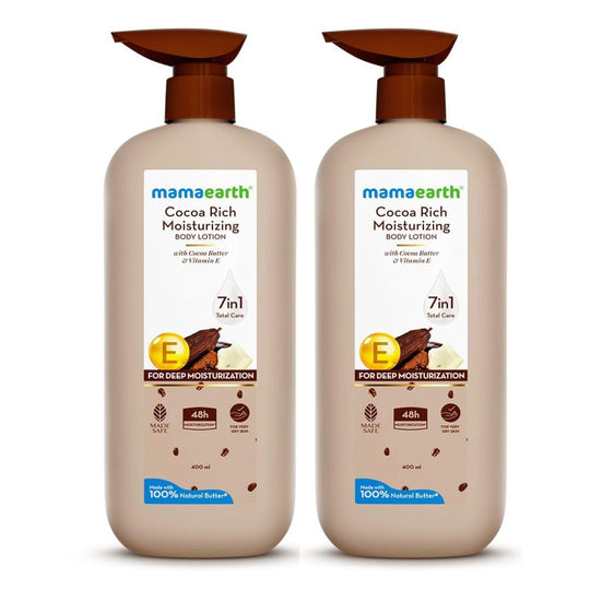 Mamaearth Cocoa Rich Moisturizing Body Lotion with Cocoa Butter & Vitamin E for Intense Moisturization, Pack of 2 X 400ml - Buy from Indicrest