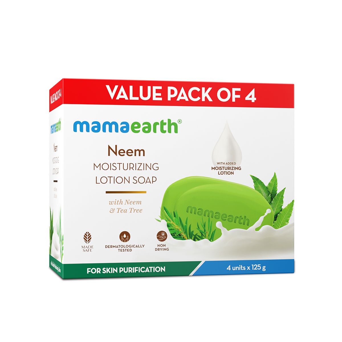 Mamaearth Neem Moisturizing Lotion Soap (3 + 1 Free) (125 g x 4) - Image 7 - Buy from Indicrest