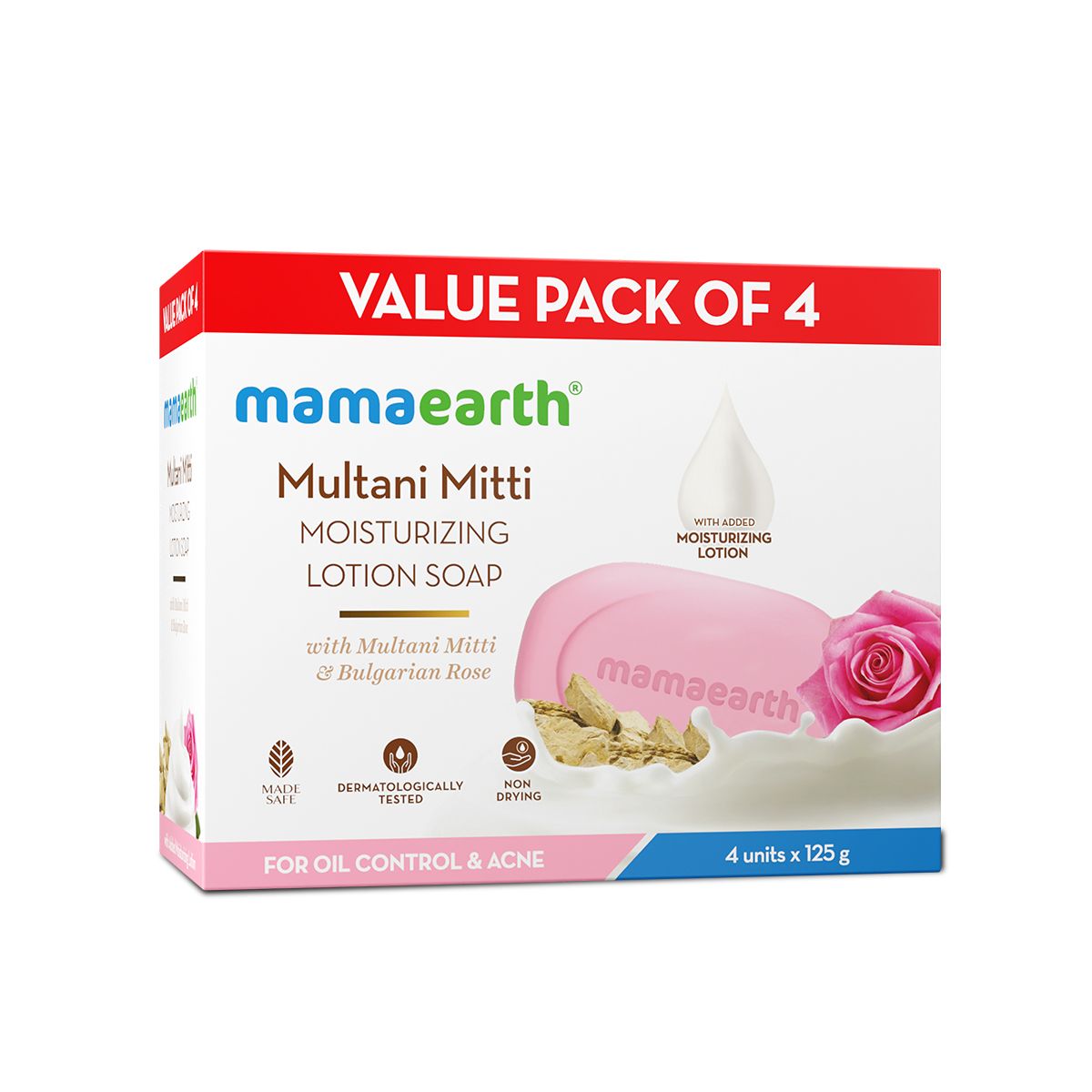 Mamaearth Multani Mitti Moisturizing Lotion Soap (3 + 1 Free) (125g x 4) - Image 8 - Buy from Indicrest