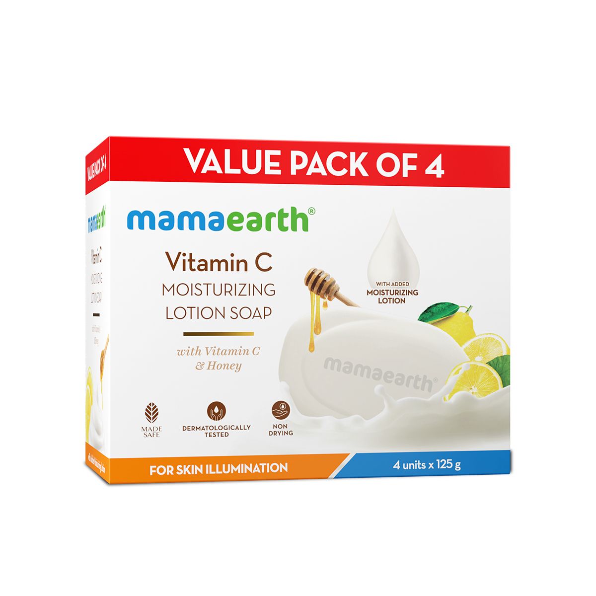 Mamaearth Vitamin C Moisturizing Lotion Soap with Vitamin C & Honey for Skin Illumination (Pack Of 4), 125 g X 4 - Image 8 - Buy from Indicrest