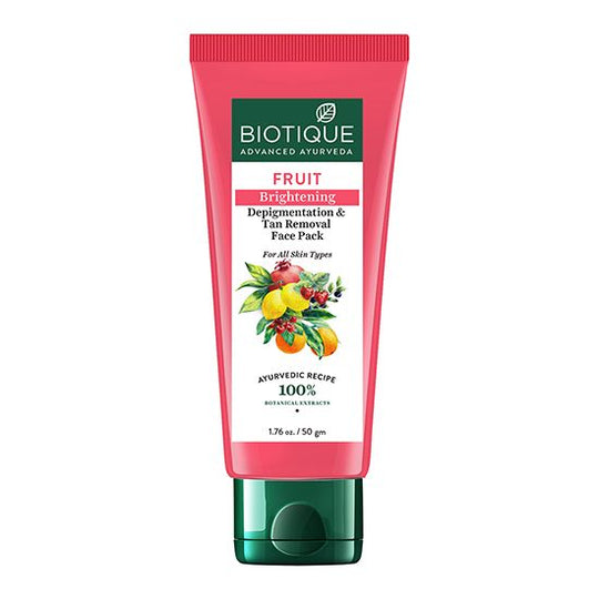 Biotique Fruit Brightening Depigmentation & Tan Removal Face Pack, 50ml - Buy from Indicrest