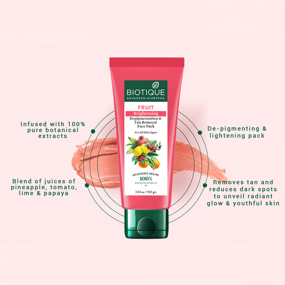 Biotique Fruit Brightening Depigmentation & Tan Removal Face Pack, 50ml - Image 6 - Buy from Indicrest
