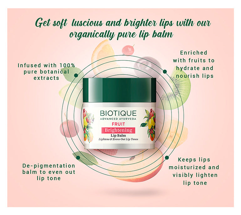 Biotique Fruit Brightening Lip Balm, 12g - Image 2 - Buy from Indicrest