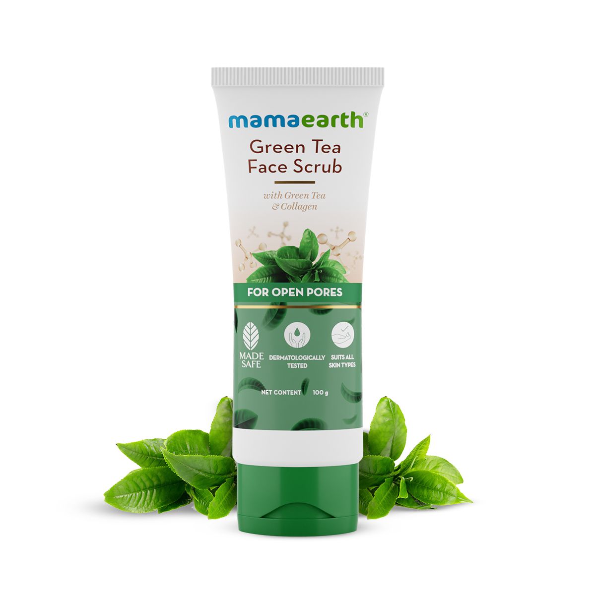 Mamaearth Green Tea Face Scrub With Green Tea & Collagen For Open Pores, 100g - Buy from Indicrest
