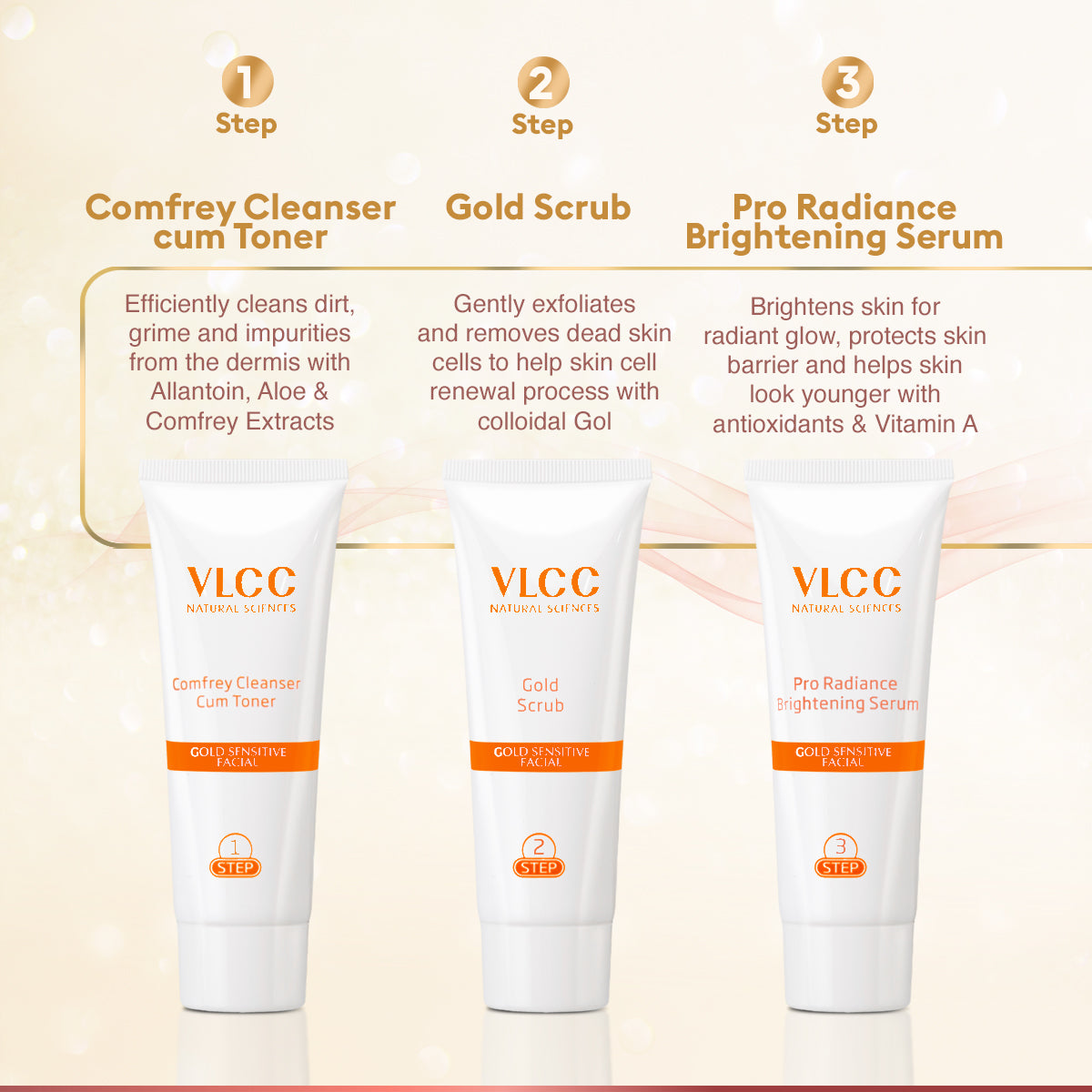 VLCC Gold Facial kit for Sensitive Skin - 60 g - Image 6 - Buy from Indicrest