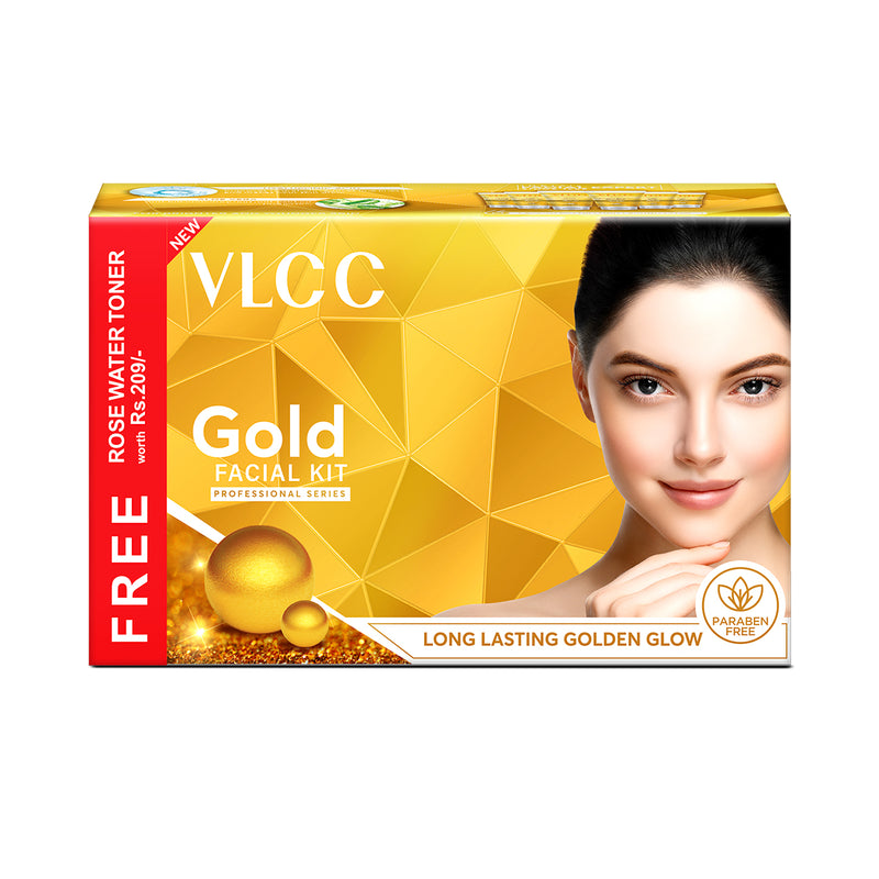 VLCC Gold Facial Kit- 300 g with FREE Rose Water Toner - 100 ml - Buy from Indicrest