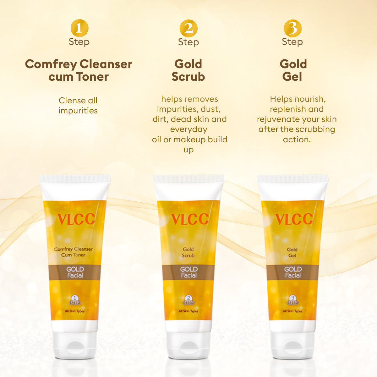VLCC Gold Facial Kit- 300 g with FREE Rose Water Toner - 100 ml - Image 6 - Buy from Indicrest