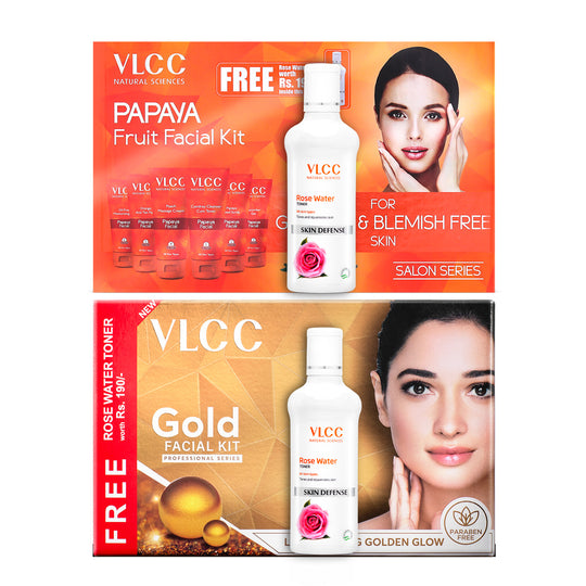 VLCC Gold and Papaya Fruit Facial Kit with Free Rose Water Toner - Buy from Indicrest