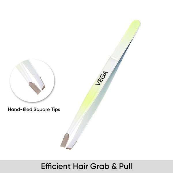 Vega Gorgeous Green Tweezer - Slant Tip - TW-07