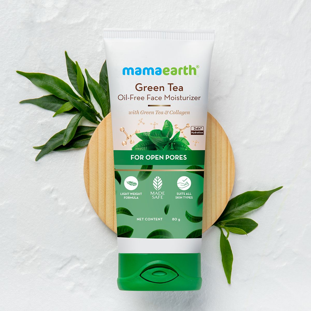 Mamaearth Green Tea Oil-Free Face Moisturizer with Green Tea & Collagen For Open Pores, 80g - Image 2 - Buy from Indicrest