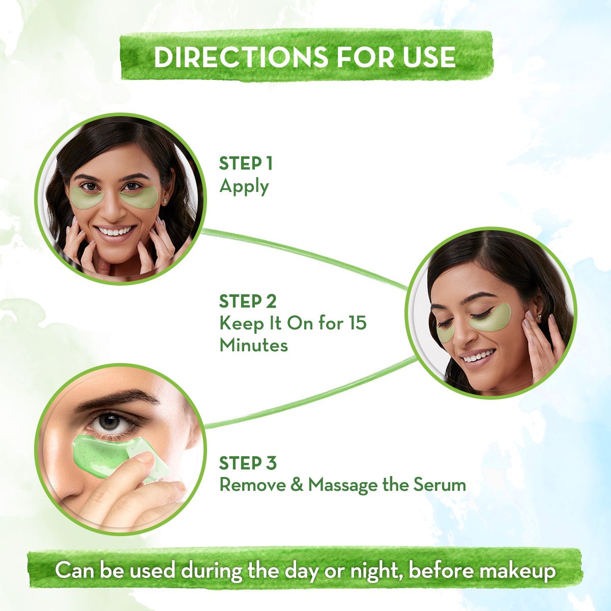 Mamaearth Green Tea Under Eye Patches with Green Tea & Collagen for Puffy Eyes, 30 Pairs (60 Pieces) - Image 4 - Buy from Indicrest