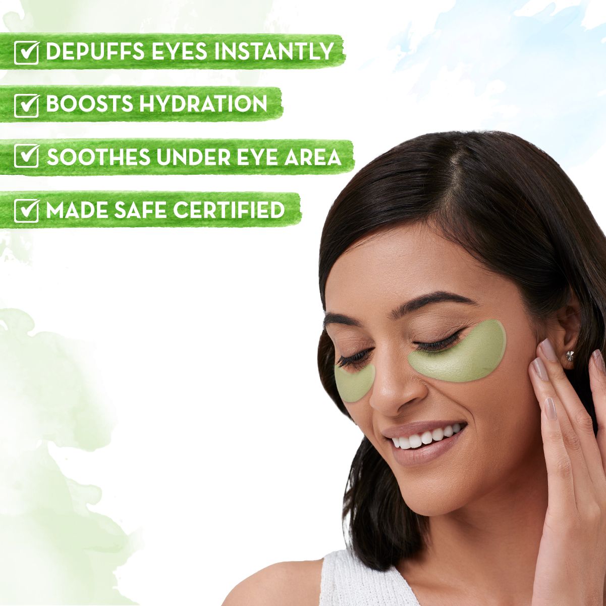 Mamaearth Green Tea Under Eye Patches with Green Tea & Collagen for Puffy Eyes, 30 Pairs (60 Pieces) - Image 2 - Buy from Indicrest