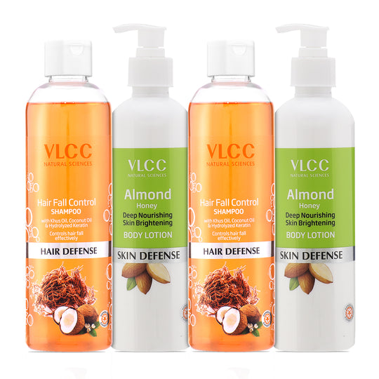 VLCC Hair Fall Control Shampoo and Almond Honey Skin Brightening Body Lotion - Buy from Indicrest