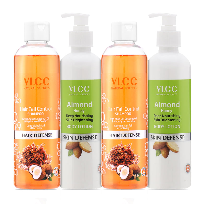 VLCC Hair Fall Control Shampoo and Almond Honey Skin Brightening Body Lotion - Buy from Indicrest