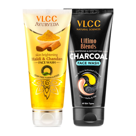 VLCC Ultimo Blends Charcoal and Ayurveda Skin Brightening Haldi and Chandan Face Wash - Buy from Indicrest
