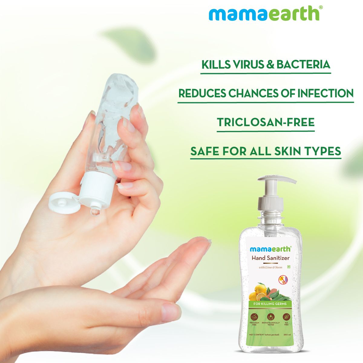 Mamaearth Hand Sanitizer with Lime and Neem for Killing Germs 250 ml - Image 3 - Buy from Indicrest