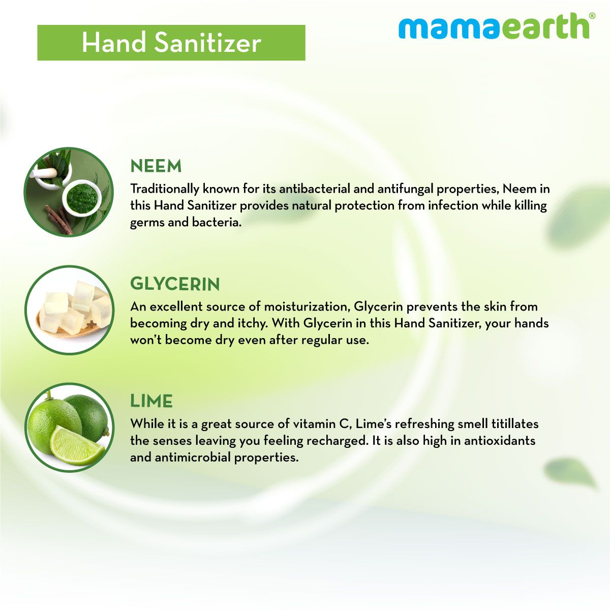 Mamaearth Hand Sanitizer with Lime and Neem for Killing Germs 250 ml - Image 4 - Buy from Indicrest