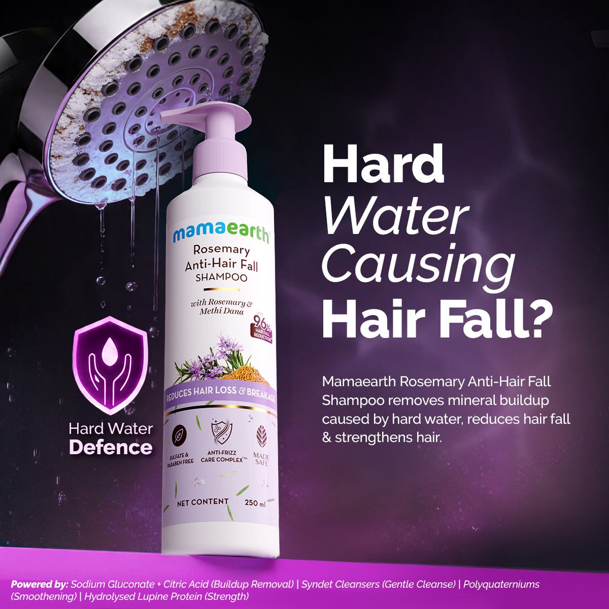 Mamaearth Rosemary Anti-Hair Fall Shampoo with Rosemary & Methi Dana for Reducing Hair Loss & Breakage, Pack of 2 X 250ml - Image 2 - Buy from Indicrest
