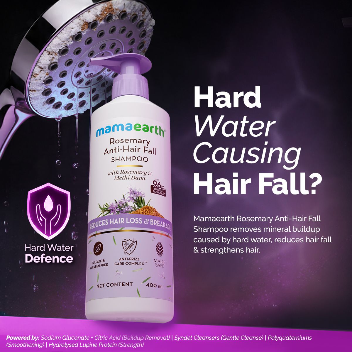 Mamaearth Rosemary Anti-Hair Fall Shampoo with Rosemary & Methi Dana for Reducing Hair Loss & Breakage, 400ml - Image 2 - Buy from Indicrest