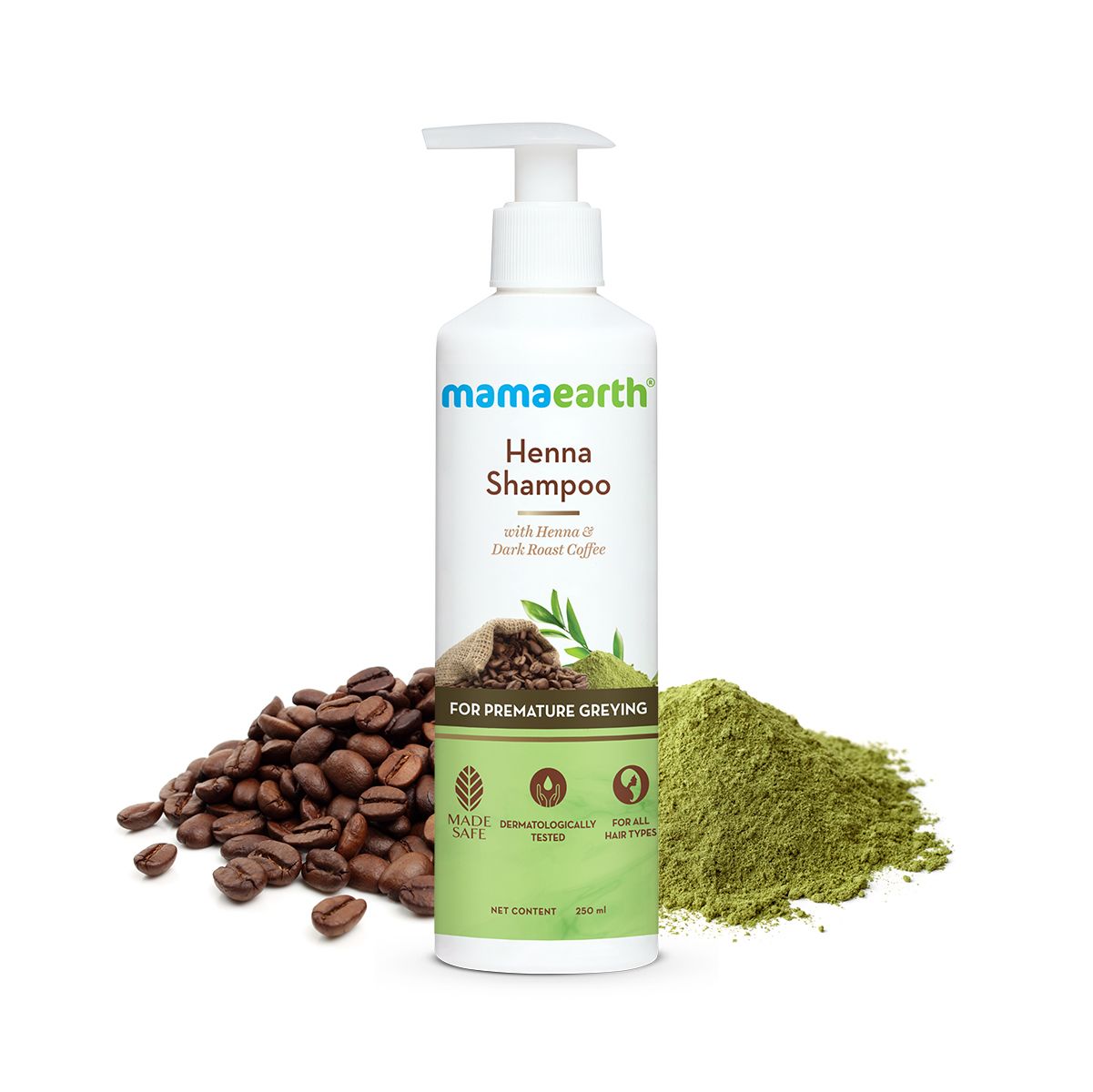 Mamaearth Henna Shampoo with Henna and Deep Roast Coffee for Premature Greying, 250ml - Buy from Indicrest