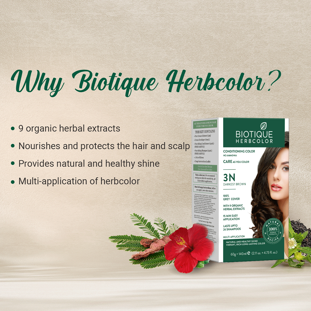Biotique Herbcolor 3N Darkest Brown, 60g + 140ml - Image 4 - Buy from Indicrest