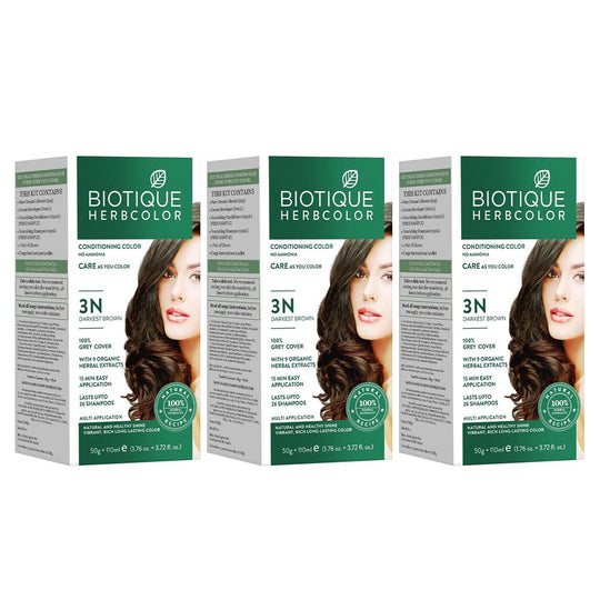 Biotique Biotique Herbcolor 3N Darkest Brown, 50g +110ml (Pack of 3) Buy from Indicrest