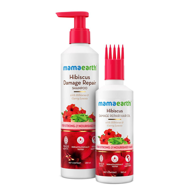 Mamaearth Hibiscus Damage Repair Cleanse & Nourish Hair Combo - Buy from Indicrest