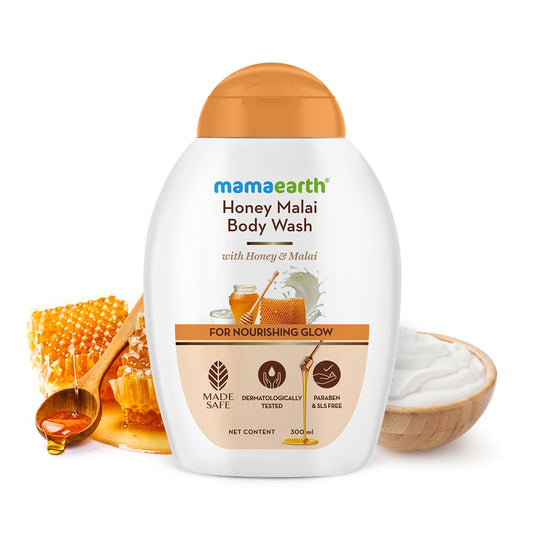 Mamaearth Honey Malai Body Wash with Honey & Malai for Nourishing Glow, 300ml - Buy from Indicrest