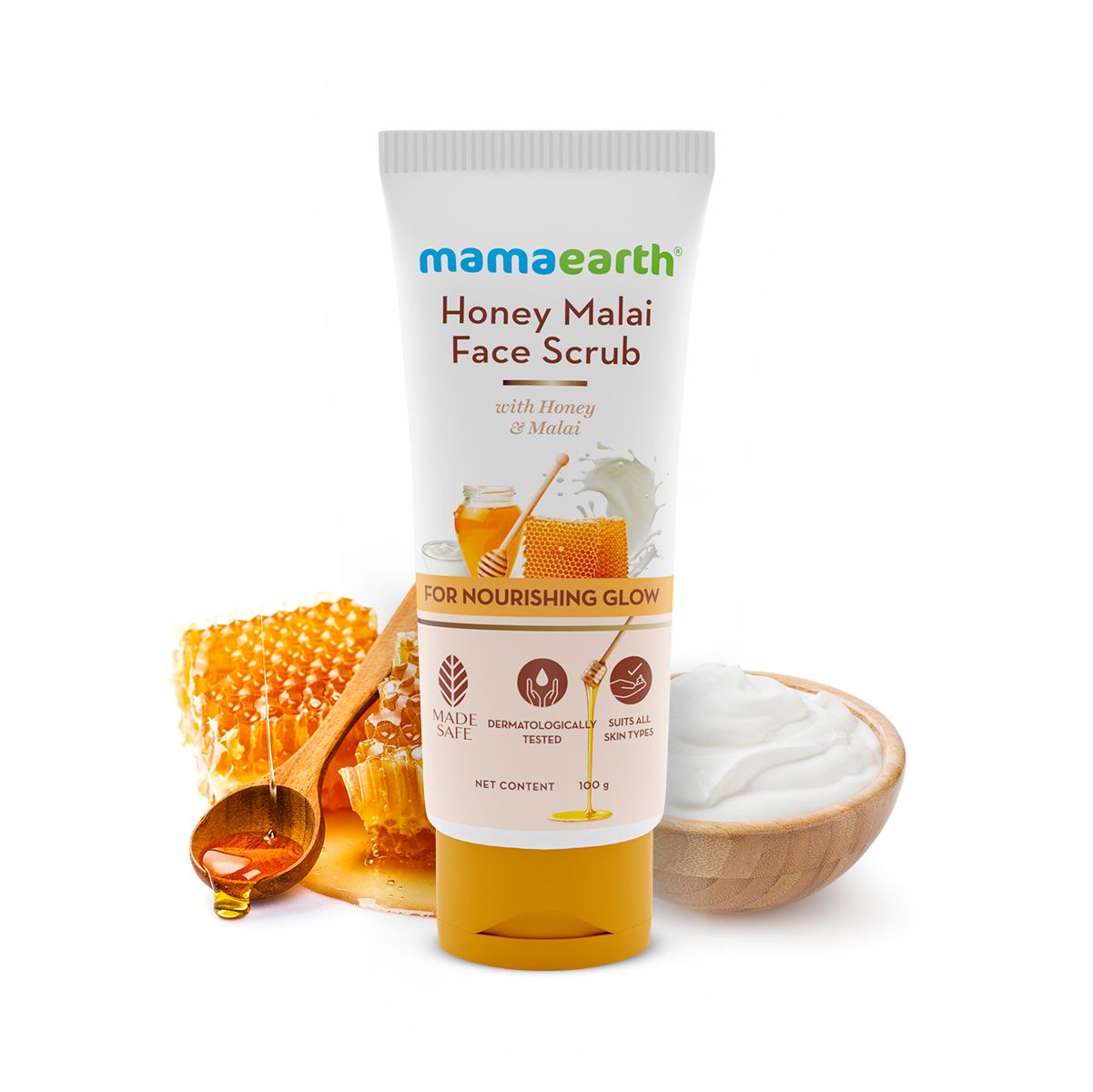 Mamaearth Honey Malai Face Scrub with Honey & Malai for Nourishing Glow, 100g - Buy from Indicrest