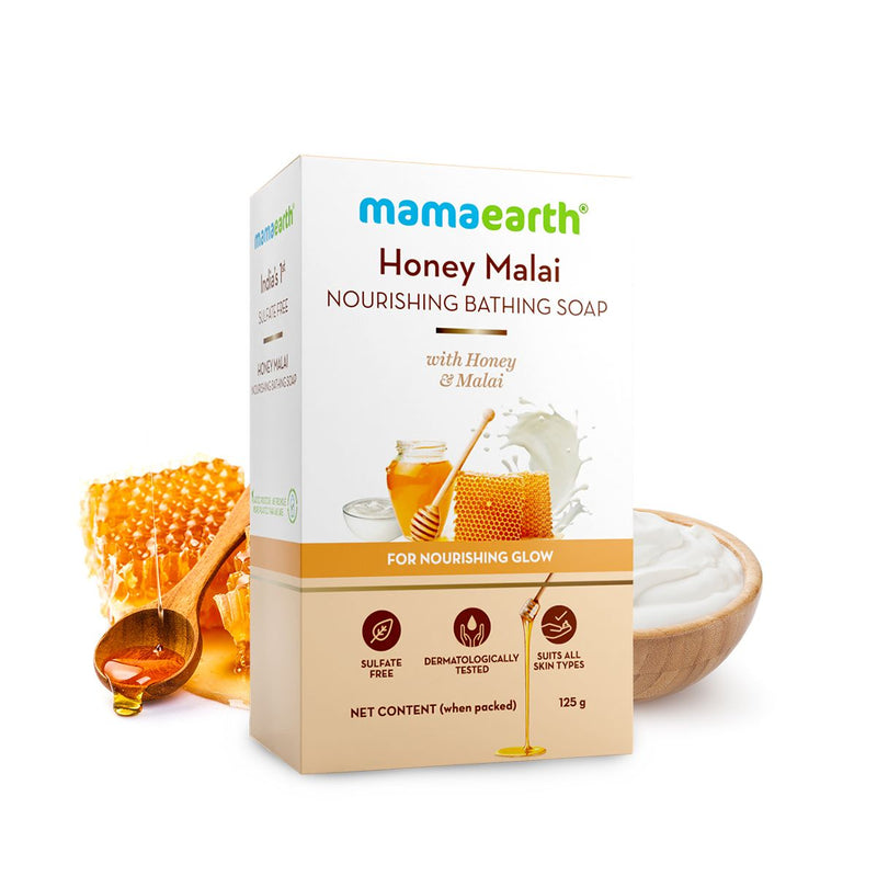 Mamaearth Honey Malai Nourishing Bathing Soap with Honey & Malai for a Nourishing Glow, 125 g - Buy from Indicrest