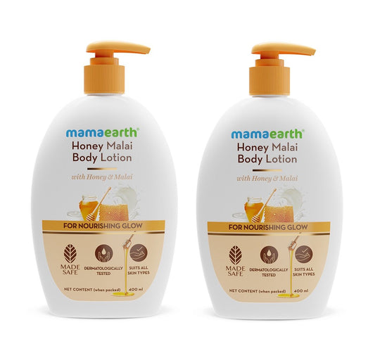 Mamaearth Honey Malai Body Lotion with Honey & Malai for Nourishing Glow, Pack of 2 X 400ml - Buy from Indicrest