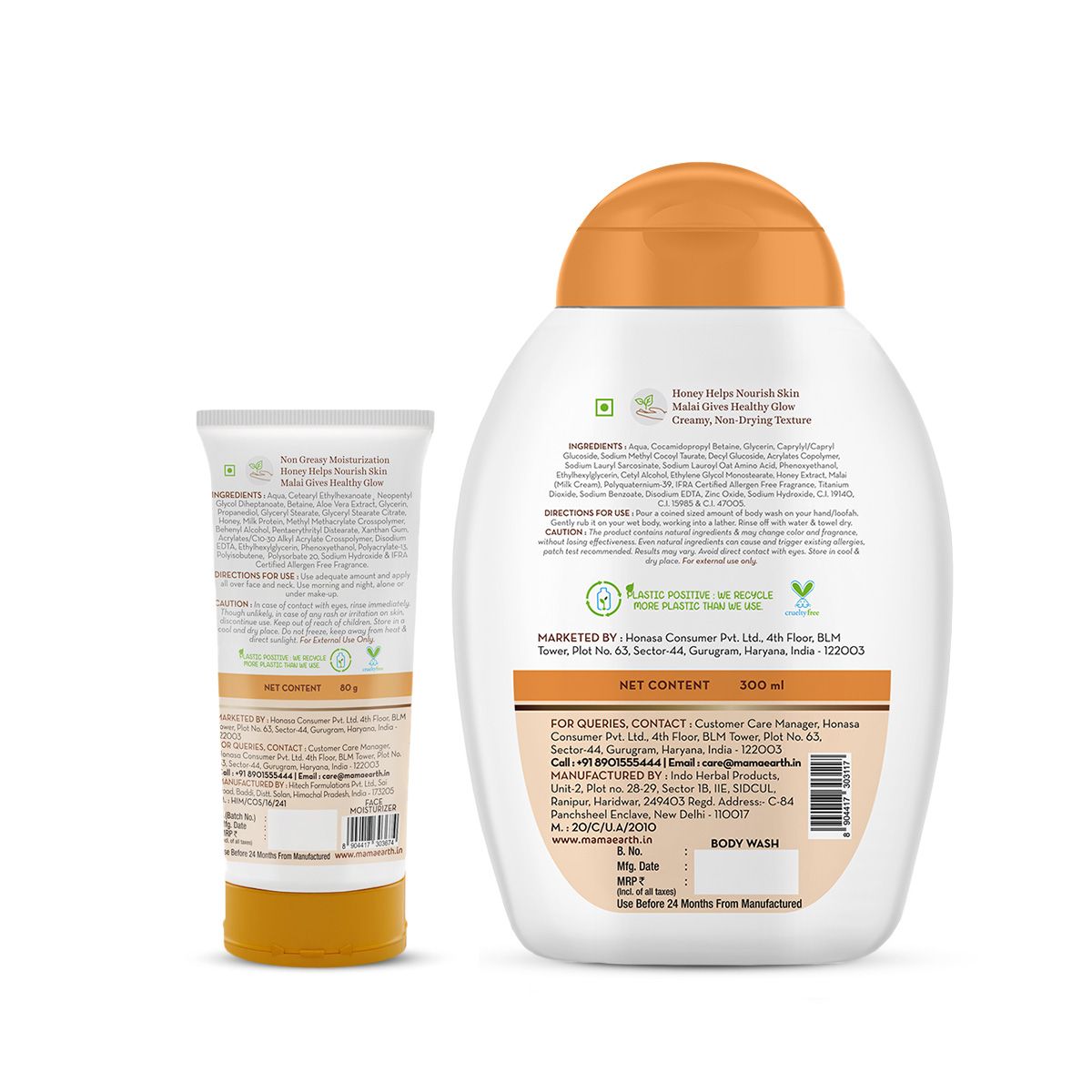Mamaearth Honey Malai Cleanse & Moisturize Combo, 300ml + 80g - Image 2 - Buy from Indicrest