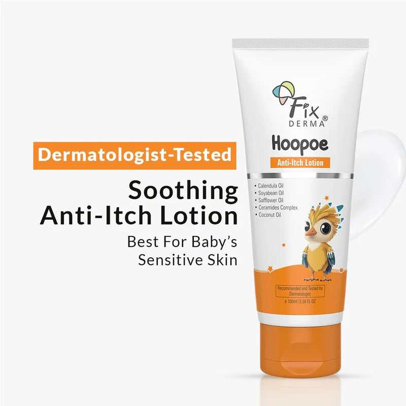Fixderma Hoopoe Anti Itch Lotion | Instant Relief From Itching & Redness For Babies, 100ml - Buy from Indicrest