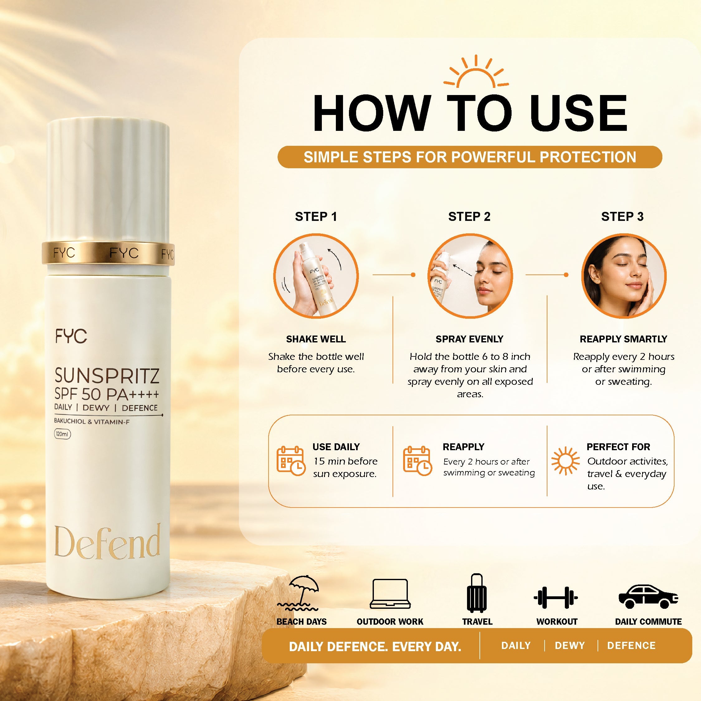 fyc-professional-sunspritz-spf-50-pa-120ml-lightweight-sunscreen-spray - Image 4 - Buy from Indicrest