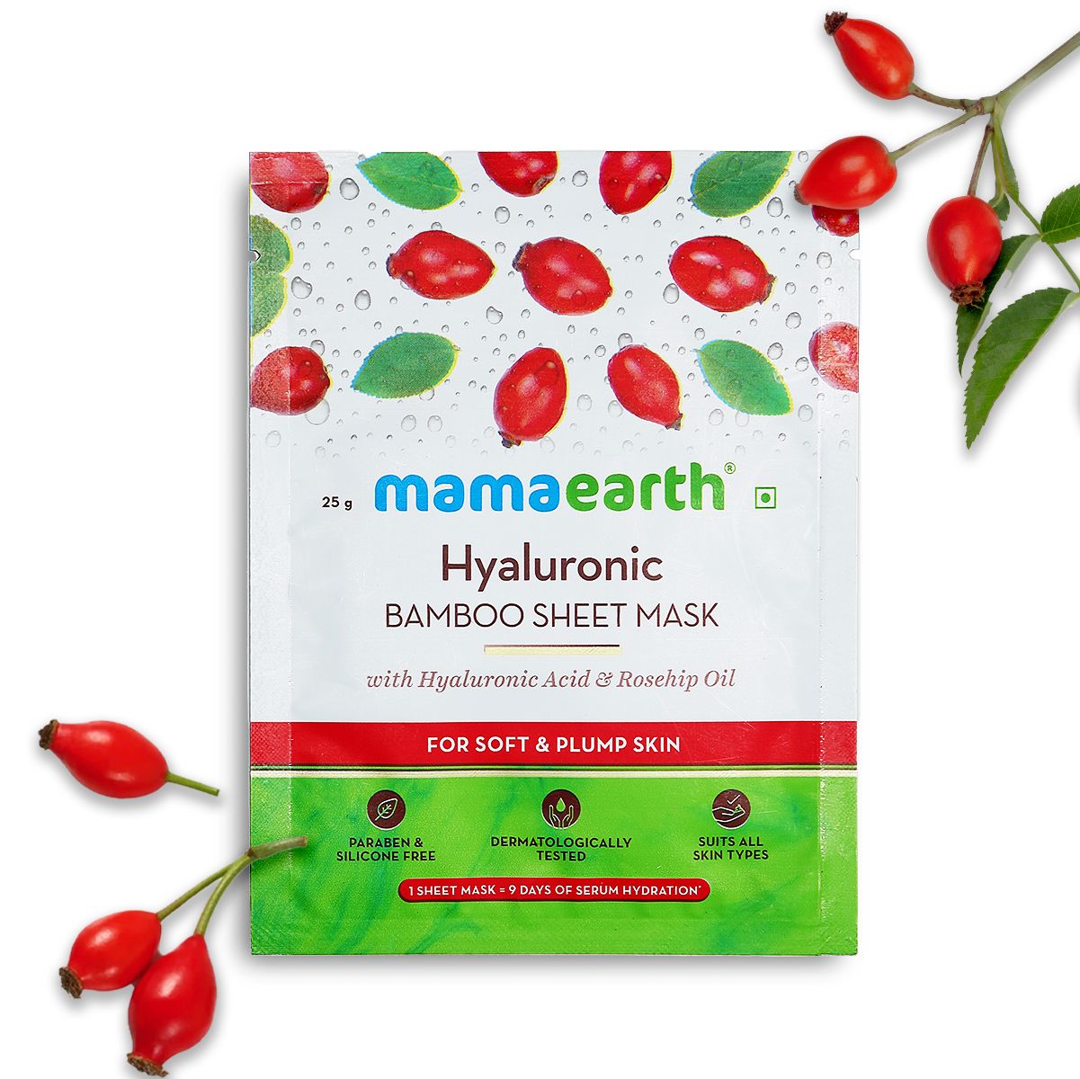 Mamaearth Hyaluronic Bamboo Sheet Mask with Rosehip Oil for Soft and Plump Skin, 25g - Buy from Indicrest