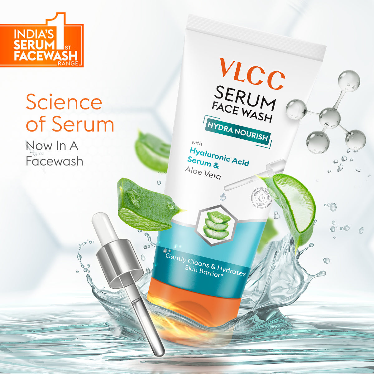 VLCC Hydra Nourish Serum Face Wash with Hyaluronic Acid Serum and Aloe Vera - 100ml - Image 2 - Buy from Indicrest