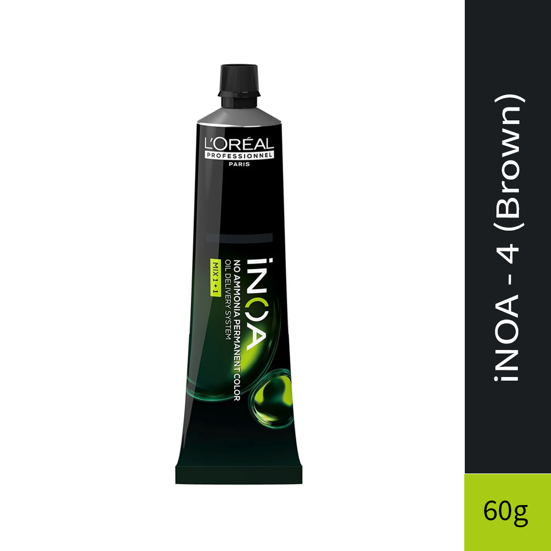 L'Oreal Professionnel Paris iNOA - 4 (Brown) - Ammonia Free Permanent Colour - Mix 1:1 - (60g)